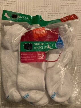 Hanes White Girls' Ankle Socks 5-pack